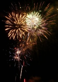 Beach Fire Works Display Photograph